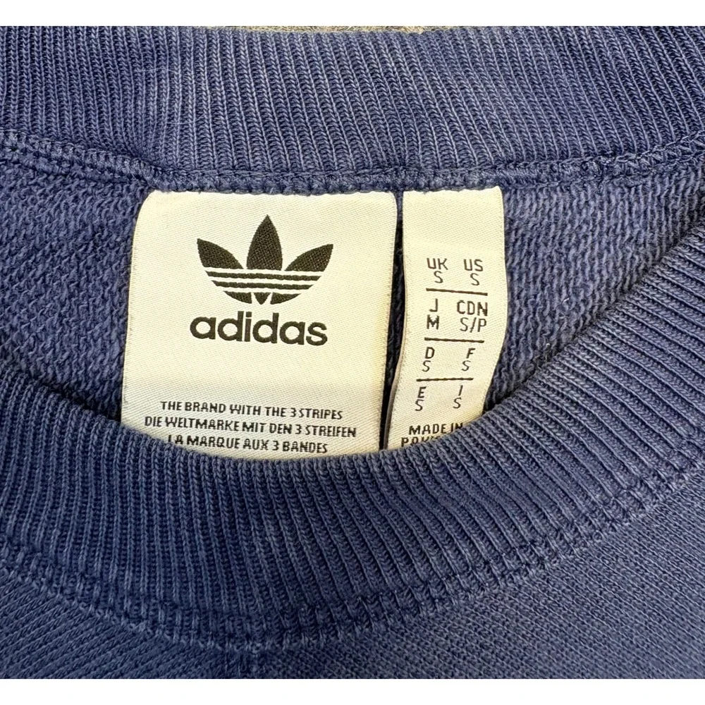 Adidas Originals Mens Blue Double Logo Piping Crewneck Sweatshirt Size S